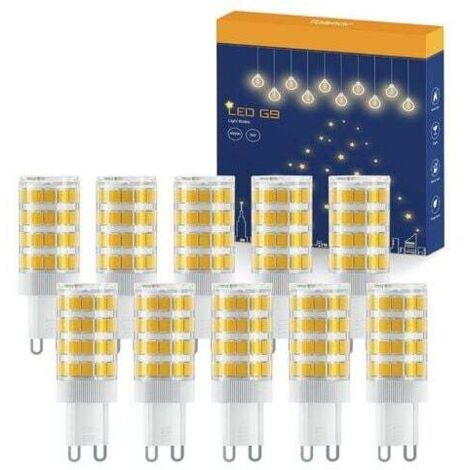 5-W-G9-LED-Lampe, warmweiß (3000 K), 550 lm, nicht dimmbar, flimmerfrei, entspricht einer 50-W-Halogenlampe, energiesparend für Schlafzimmer, Wohnzimmer, Küche, 10er-Pack [Klasse
