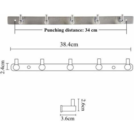 5 Wandhaken aus Edelstahl für Bademäntel, Handtücher, Bad-/WC-Kleiderbügel, Garderobenständer und Geschirrtuchhalter