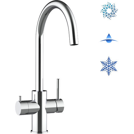 5 Wege Wasserhahn Edelstahl Massiv Kuechenarmatur mit U 360 schwenkbarem Auslauf - Edelstahl Hochglanz