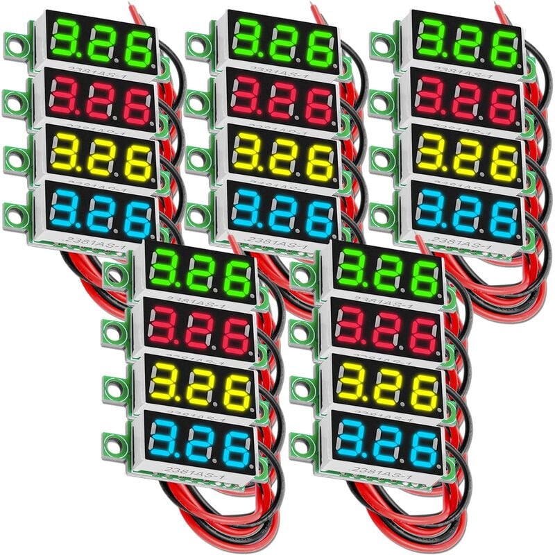 Csparkv - 5 x 0.28 inch Mini Digital Voltmeter avec 7-Segment led Display 2.5V - 30V, Voltage Display, Module de Mesure Tension Compatible avec