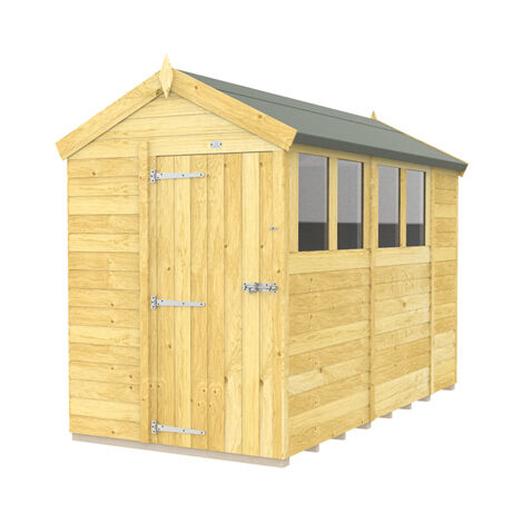 5 x 10 Feet Apex Shed - Single Door With Windows - Wood - L302 x W147 x H217 cm