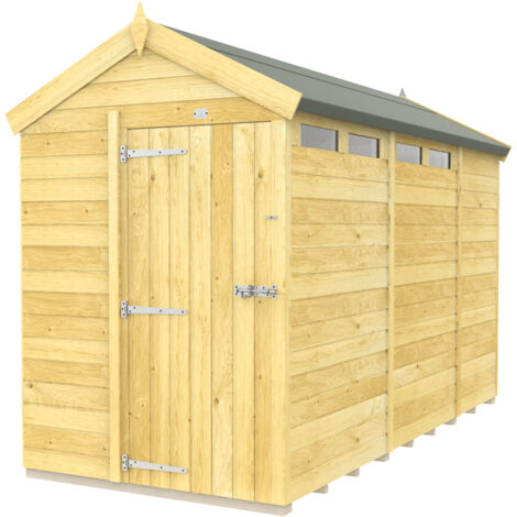 5 x 11 Feet Apex Security Shed - Single Door - Wood - L329 x W147 x H217 cm
