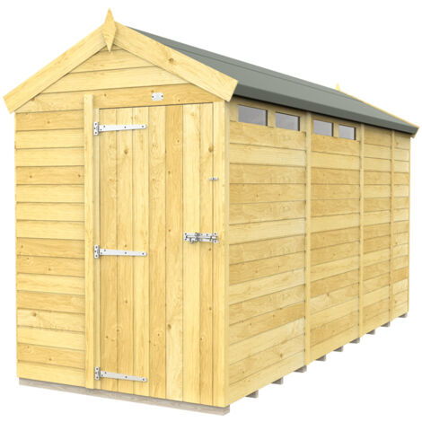 5 x 13 Feet Apex Security Shed - Single Door - Wood - L387 x W147 x H217 cm