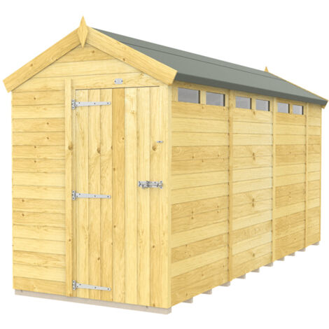5 x 14 Feet Apex Security Shed - Single Door - Wood - L417 x W147 x H217 cm