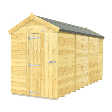 5 x 14 Feet Apex Shed - Single Door Without Windows - Wood - L417 x W147 x H217 cm