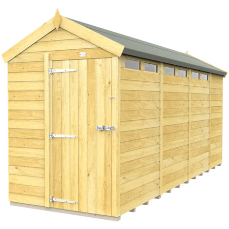 5 x 15 Feet Apex Security Shed - Single Door - Wood - L454 x W147 x H217 cm