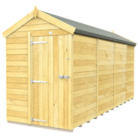 5 x 15 Feet Apex Shed - Single Door Without Windows - Wood - L454 x W147 x H217 cm