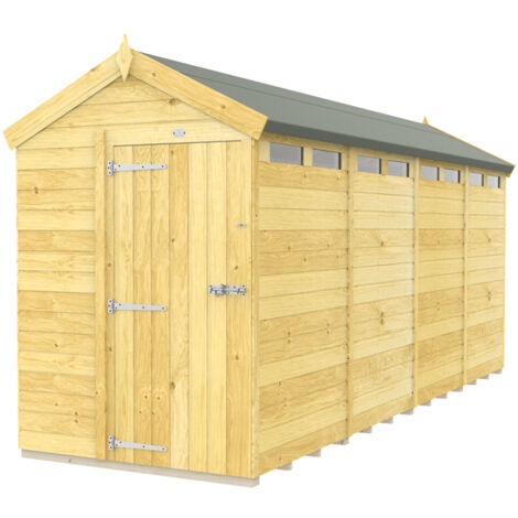 5 x 16 Feet Apex Security Shed - Single Door - Wood - L472 x W147 x H217 cm