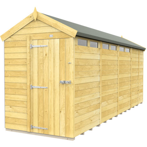 5 x 17 Feet Apex Security Shed - Single Door - Wood - L503 x W147 x H217 cm
