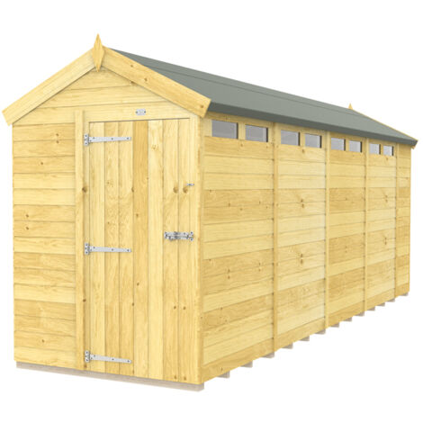 5 x 18 Feet Apex Security Shed - Single Door - Wood - L533 x W147 x H217 cm