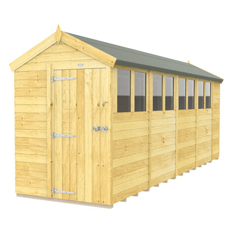 5 x 18 Feet Apex Shed - Single Door With Windows - Wood - L533 x W147 x H217 cm