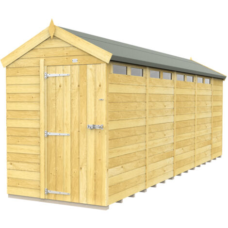 5 x 19 Feet Apex Security Shed - Single Door - Wood - L560 x W147 x H217 cm