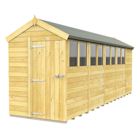 5 x 19 Feet Apex Shed - Single Door With Windows - Wood - L560 x W147 x H217 cm