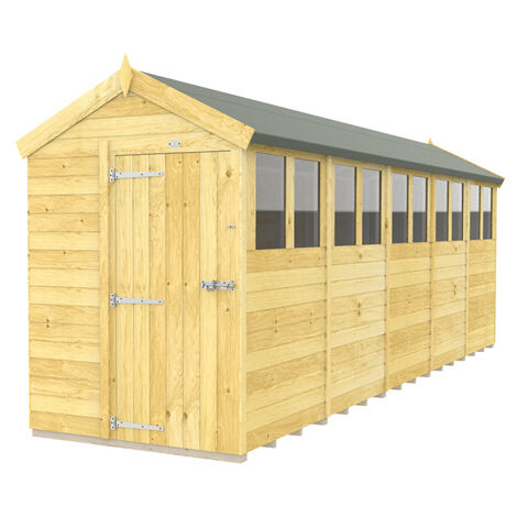 5 x 20 Feet Apex Shed - Single Door With Windows - Wood - L592 x W147 x H217 cm