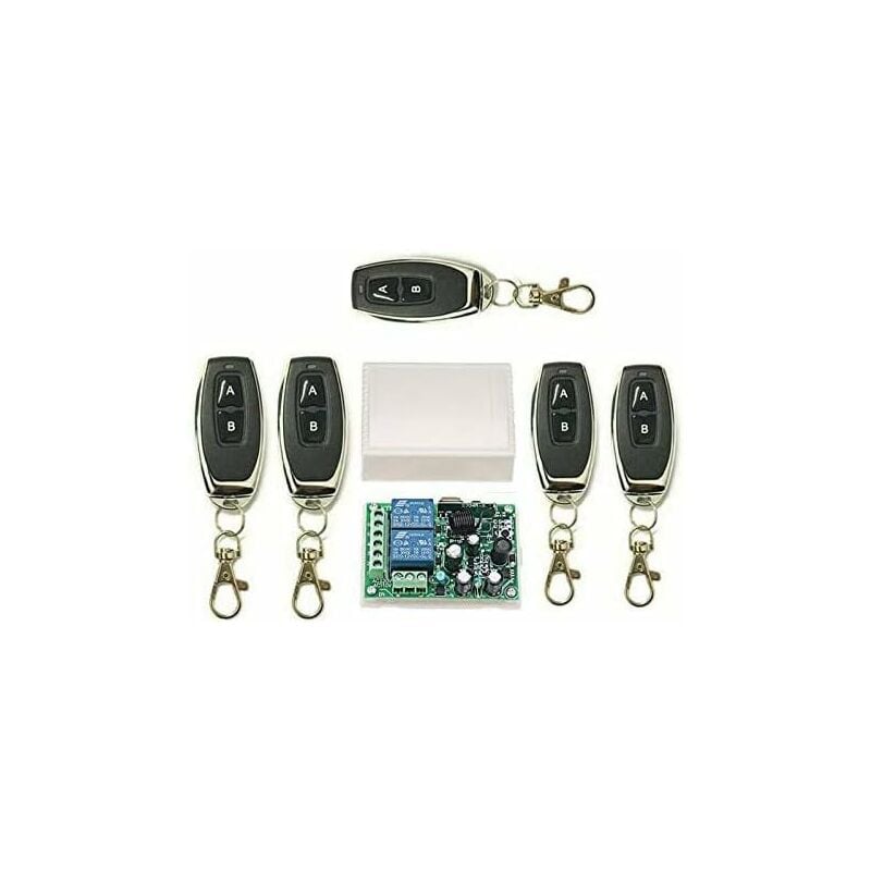 Aougo - 5 x 2CH 433MHZ Télécommande à Canaux/Commutateur à Distance sans Fil + 1x Récepteur, Pour Fenêtres, Entrées, Portes de Garage, Systèmes