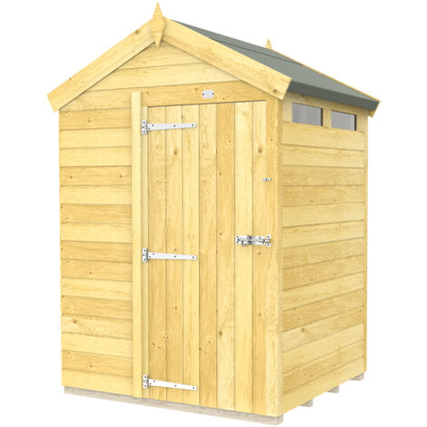 5 x 4 Feet Apex Security Shed - Single Door - Wood - L127 x W147 x H217 cm