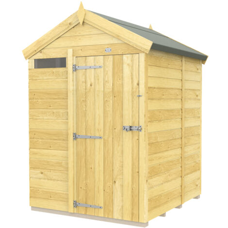 5 x 5 Feet Apex Security Shed - Single Door - Wood - L158 x W147 x H217 cm