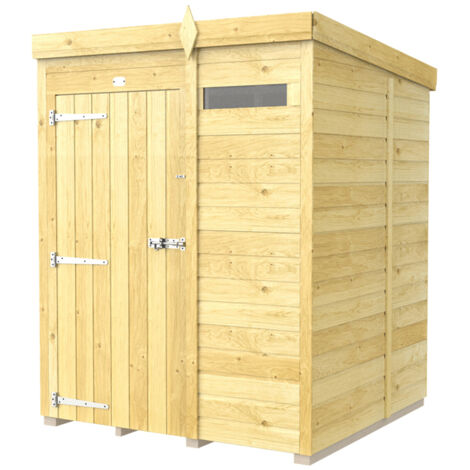 5 x 5 Feet Pent Security Shed - Single Door - Wood - L147 x W158 x H201 cm