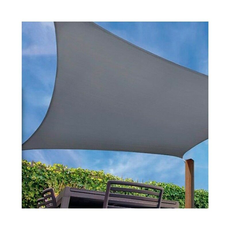 Store voile d'ombrage carré 5x5 m imperméable, polyester 165 gr/m2 uv pour jardin, gris