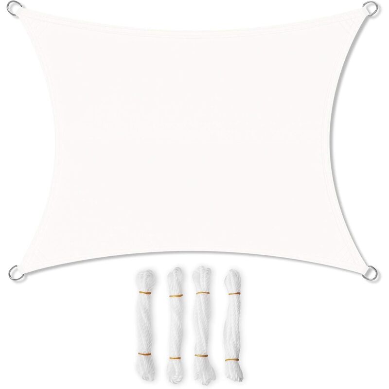 4 x 6m Voile d’ombrage, Hydrofuge, 93% de Protection UV, en Polyester résistant à la déchirure, résistant aux intempéries, pour terrasse, Jardin,