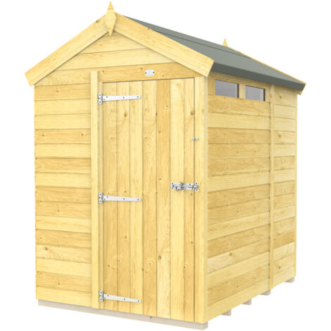5 x 6 Feet Apex Security Shed - Single Door - Wood - L187 x W147 x H217 cm