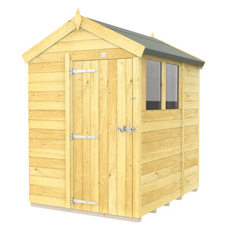 5 x 6 Feet Apex Shed - Single Door With Windows - Wood - L187 x W147 x H217 cm