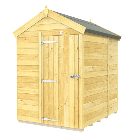 5 x 6 Feet Apex Shed - Single Door Without Windows - Wood - L187 x W147 x H217 cm