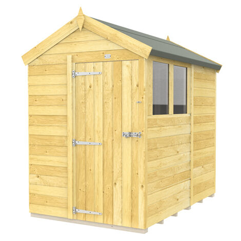 5 x 7 Feet Apex Shed - Single Door With Windows - Wood - L214 x W147 x H217 cm
