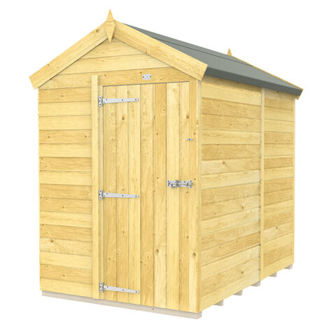 5 x 7 Feet Apex Shed - Single Door Without Windows - Wood - L214 x W147 x H217 cm