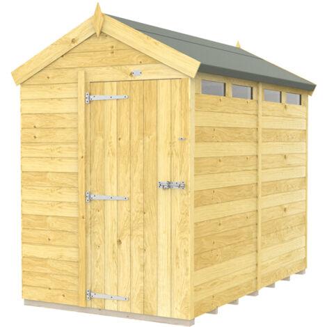 5 x 8 Feet Apex Security Shed - Single Door - Wood - L243 x W147 x H217 cm