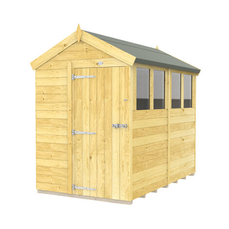 5 x 8 Feet Apex Shed - Single Door With Windows - Wood - L243 x W147 x H217 cm