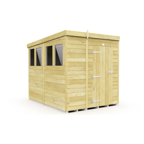 5 x 8 Feet Pent Shed - Single Door With Windows - Wood - L231 x W158 x H201 cm