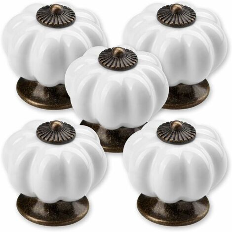 5 x Bouton de Meuble Pommeau Ø 23 mm Blanc Piédestal Bruni Bouton de Tiroir Bouton en Porcelaine