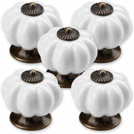 5 x Bouton de Meuble Pommeau Ø 30 mm Blanc Piédestal Bruni Bouton de Tiroir Bouton en Porcelaine
