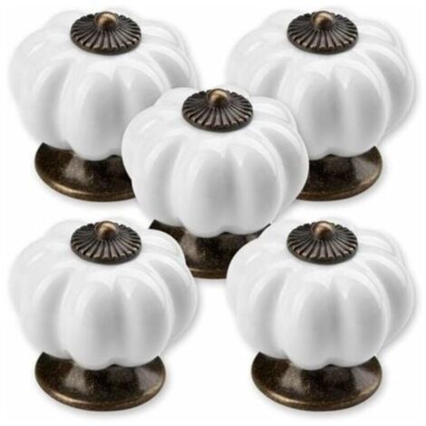 5 x Bouton de Meuble Pommeau Ø 30 mm Blanc Piédestal Bruni Bouton de Tiroir Bouton en Porcelaine