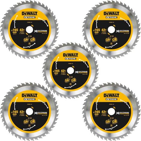 5 X Dewalt DT99561 165mm x 20mm 42T Extreme Runtime FlexVolt Plunge Saw Blades