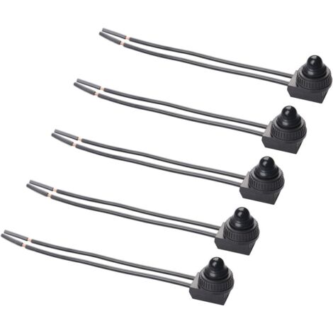 5 x Druckknopfschalter, 12 V, kabelgebunden, wasserdicht, Ein-/Aus-Mikro-Licht-Kippschalter für Motorrad, Auto, LKW, Boot, Marine (schwarz)