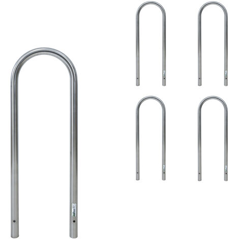 5 x Fahrradanlehnbügel 115 x 41 cm Edelstahl Ø 49 mm Einbetonieren Fahrradständer Parker Typ U