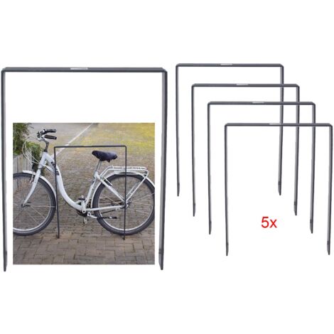 5 x Fahrradanlehnbügel 115 x 76 cm Flachstahl 13 mm Anthrazit Einbetonieren Fahrradständer Parker Typ U