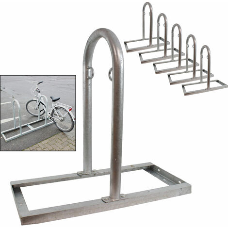 5 x Fahrradanlehnbügel 90 x 84 cm Stahl feuerverzinkt Ø 49 mm grau freistehend Fahrradständer Parker Typ U