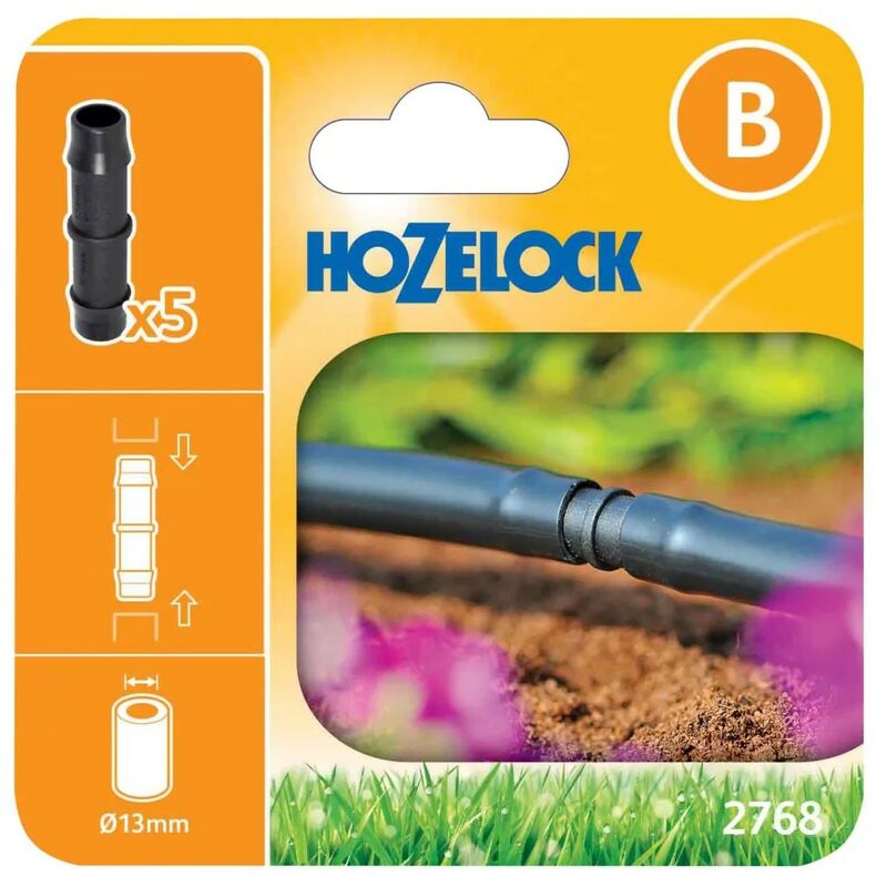 5 x Hozelock 2768 Straight Junction In Line Connector 13mm Micro Irrigation