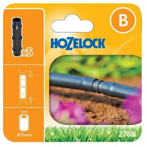 5 x Hozelock 2768 Straight Junction In Line Connector 13mm Micro Irrigation