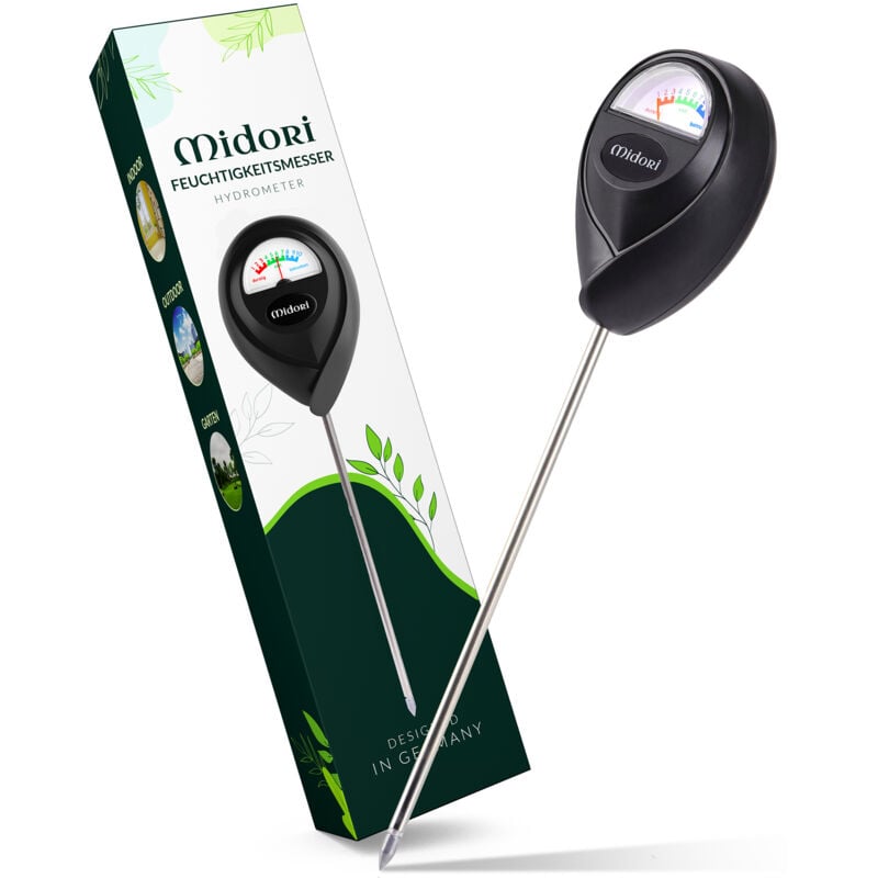 Image of 5 x Midori Boden-Feuchtigkeitsmesser Messgerät Hydrometer Pflanzen Schwarz 17,5 cm Sonde