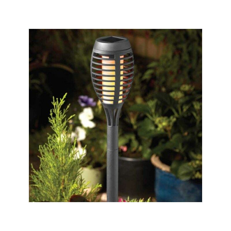 5 x Smart Garden Slate Grey Solar Party Flaming Torch Light Stake Lantern led