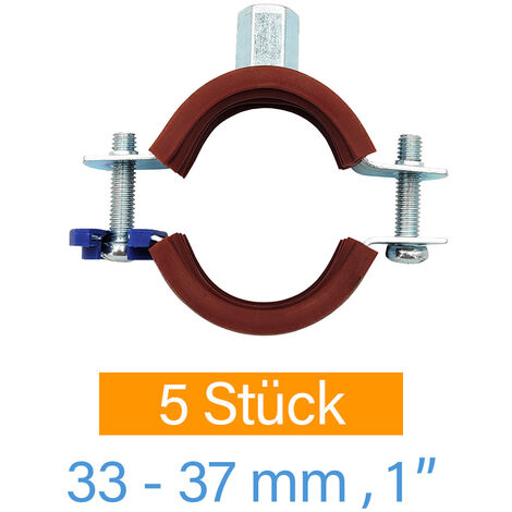 5 x Solar Schraubrohrschelle  Ø 33 - 37 mm 1 Zoll