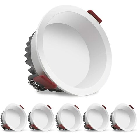 5 x Spots encastrables LED, 8W Spot, CRI≥90,700LM, Blanc Froid 6000K, 220-240V, 75mm Évider, IP44 Étanche, Downlight Encastré Premium Non-éblouissant pour Salle de Bain Cuisine (Blanc)