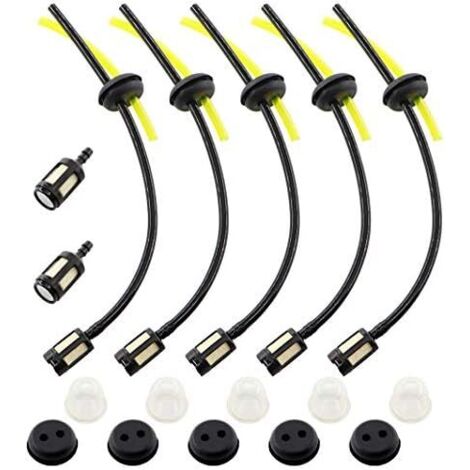5 x Universal-Kraftstofffilter-Set, Dichtung, Ersatz-Kraftstoffleitung für Freischneider, Rasenmäher, Kettensäge, Heckenschere, Gartenschere, mit Kraftstofffilter, Tankdichtung