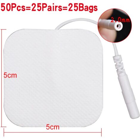 50/100 électrodes auto-adhésives 5x5cm pour appareil de massage EMS/TENS, stimulateur nerveux et musculaire, appareil de physiothérapie et de massage corporel05166-AquaForge