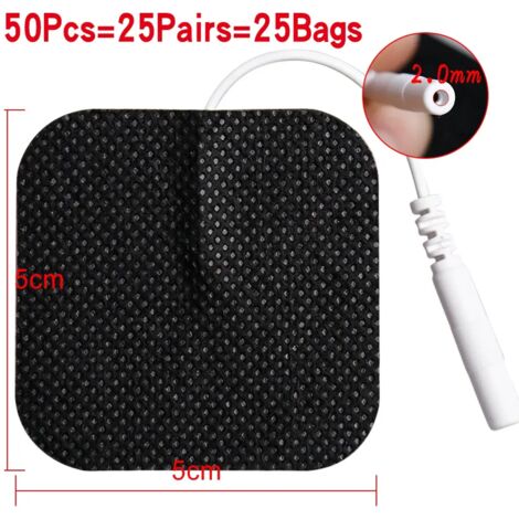 50/100 électrodes auto-adhésives 5x5cm pour appareil de massage EMS/TENS, stimulateur nerveux et musculaire, physiothérapie et massage corporel05033-AquaForge