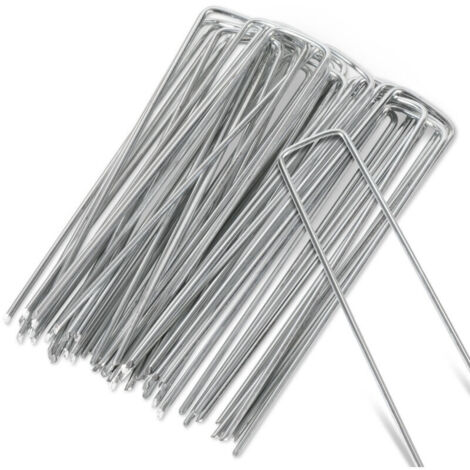 50-1000 pezzi di picchetti di fissaggio in acciaio zincato, Ø2,8 mm, per tessuto anti-erbacce, traliccio - 50x